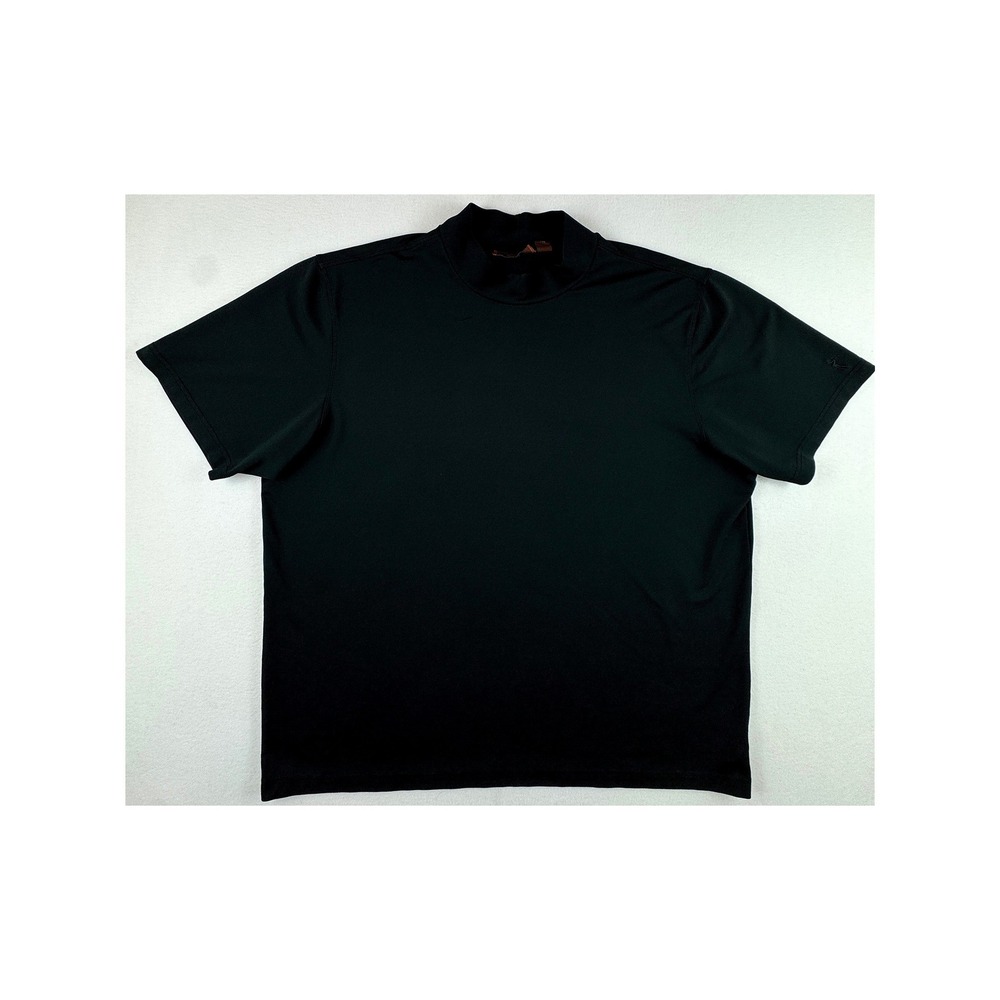 Tasso Elba Golf Shirt‎ Mens XXL Black Mock Neck Short Sleeve Coolmax Stretch